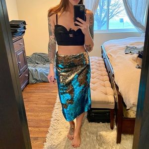 Sequined Skirt | Blue & Gold